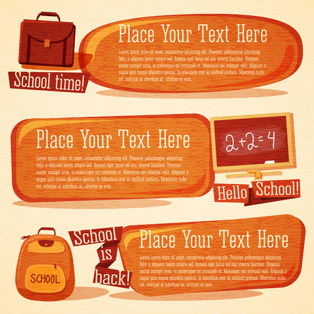 Set of school banners with school bags and chalkboard のイラスト素材