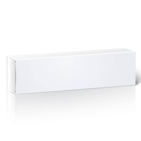 white blank paper package box for oblong stuff isolated on white backgroundのイラスト素材