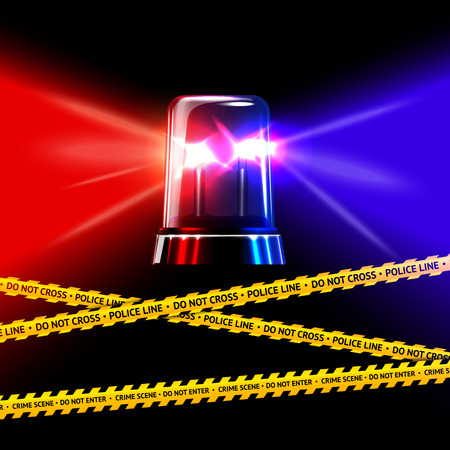 Police crime scene yellow tape and sirenのイラスト素材