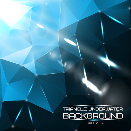 Abstract triangle underwater background with bright lights and flares. For presentations, websites etc. Vector illustrationのイラスト素材