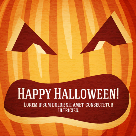Happy halloween greeting card with carved pumpkin. With happy halloween and place for your text.のイラスト素材