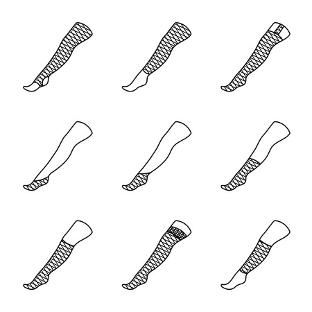 Set of STOCKINGS icons with different types.のイラスト素材