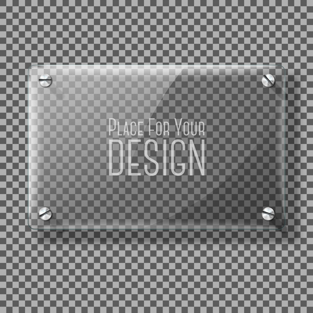 Transparent  glass plate for your signs, on plaid background.のイラスト素材