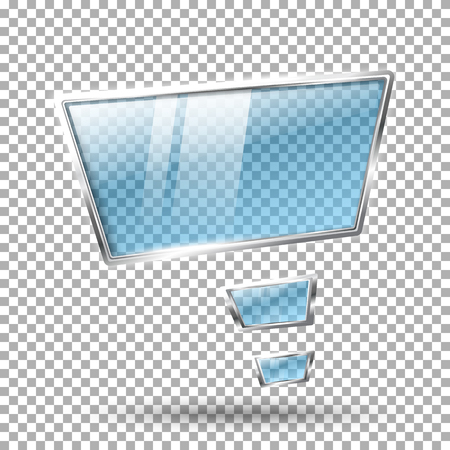 Transparent abstract hi tech glossy glass and metal shiny speech bubble . With place for your text. Vector illustrationのイラスト素材