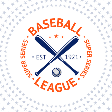 Old style Baseball Label with ball and bats. Vector illustrationのイラスト素材