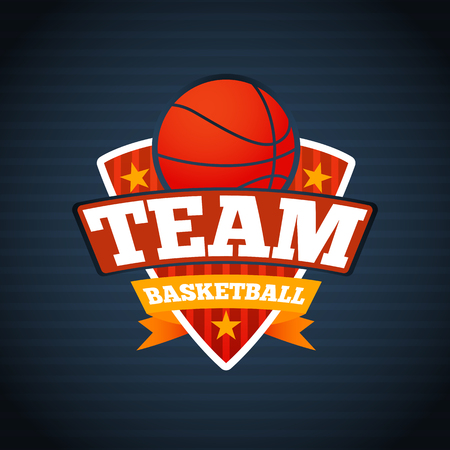 Basketball team template, with ball stars and ribbons. illustrationのイラスト素材