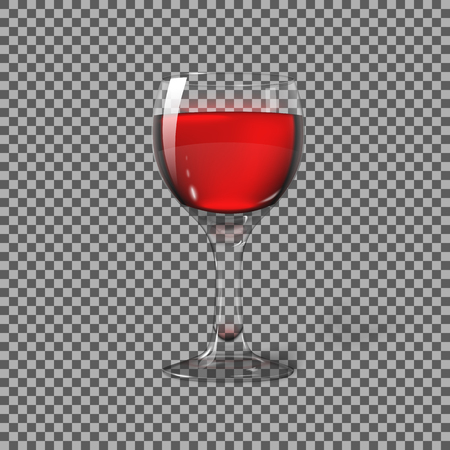 Transparent photo realistic isolated on plaid, wine glass with red wine, for branding and your design. illustrationのイラスト素材