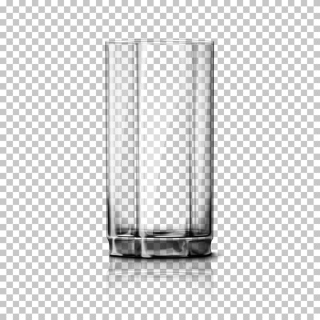 Transparent realistic glass isolated on plaid background with reflection, for design and branding.のイラスト素材