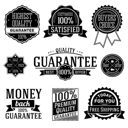 Set of Quality Guarantee labels. illustrationのイラスト素材
