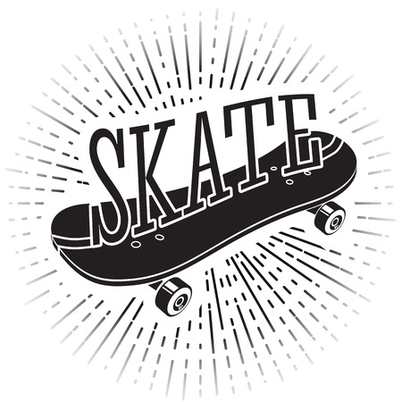 Skate sign with word Skate riding on it. With shine on backgroundのイラスト素材