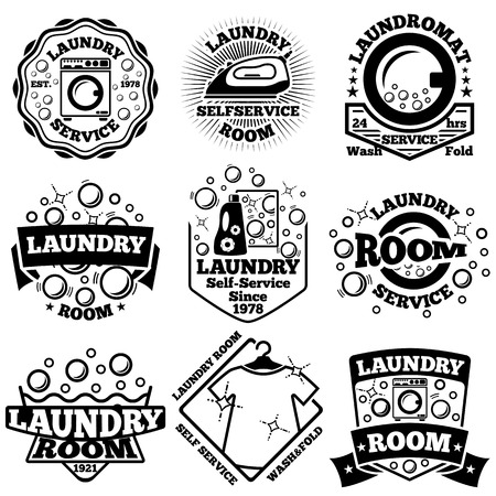 Set of Laundry badgesのイラスト素材