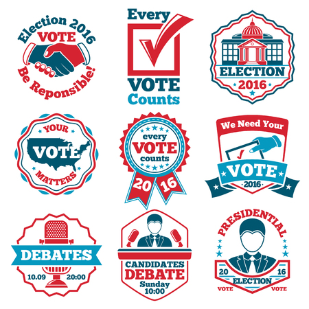 set of Vote labels and badges for electionsのイラスト素材