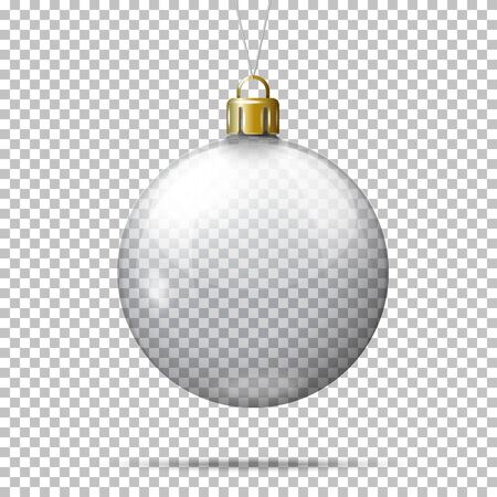 Vector realistic transparent christmas ball, on plaid background.のイラスト素材