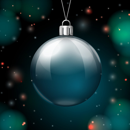 Vector New Year banner template with ball shining in the dark background.のイラスト素材