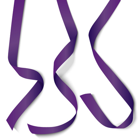 Vector 3d realistic set of violet ribbons. Isolated on white background.のイラスト素材