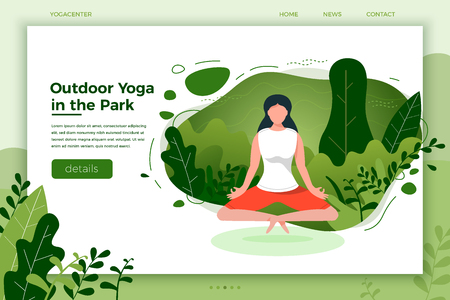 Vector illustration of girl in yoga lotus pose.のイラスト素材