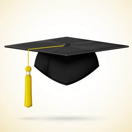 Vector realistic graduation cap with golden bob.のイラスト素材