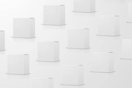 Vector template - realistic paper box on table, mockup for your package design isolated on white backgroundのイラスト素材