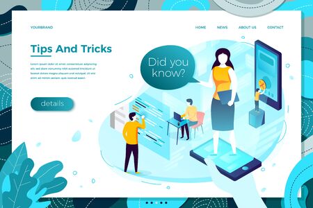 online assistant tips and tricks help. Modern bright banner, site template with place for your text.のイラスト素材