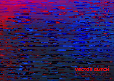 Vector abstract glitched monitor background. Noise and distorted pixels on a dark screen.のイラスト素材