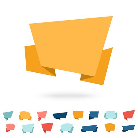 Big vector set of flat origami paper speech bubbles isolated on white backgroundのイラスト素材