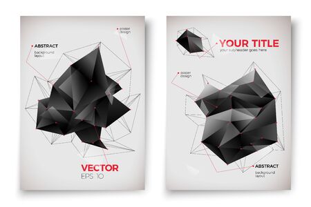 Vector abstract poster templates, white background with dark geometric shapes and place for your text.のイラスト素材
