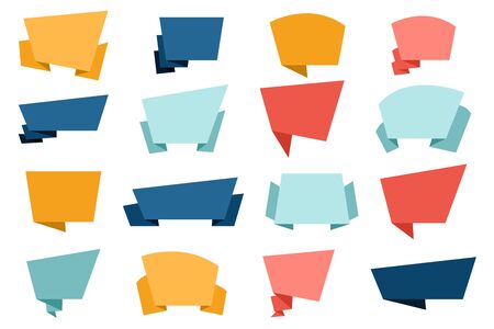 Big vector set of flat origami paper speech bubbles isolated on white backgroundのイラスト素材