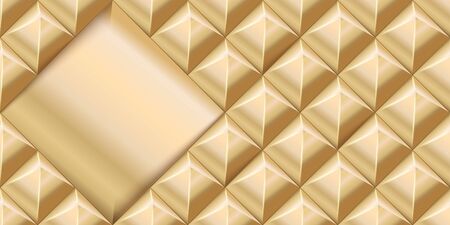 Vector abstract tiled seamless background with golden soft lightened pyramids.のイラスト素材