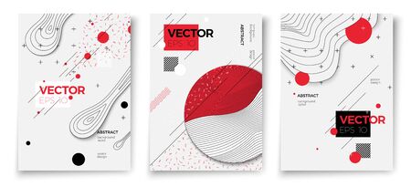 Vector new memphis style poster templates, white modern background with geometric shapes and place for your text.のイラスト素材