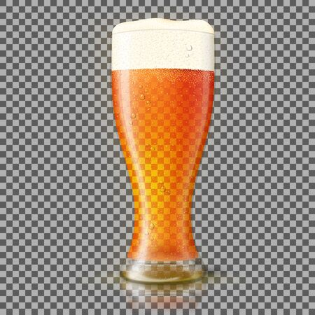 Vector Glass of fresh beer isolated on plaid background.のイラスト素材