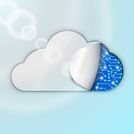 Cloud computing technology concept illustration. Clockwork or microchips undercover. With place for your text. Vectorのイラスト素材