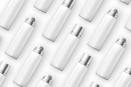 Vector template - realistic cosmetics spray bottles on table, mockup for your package designのイラスト素材