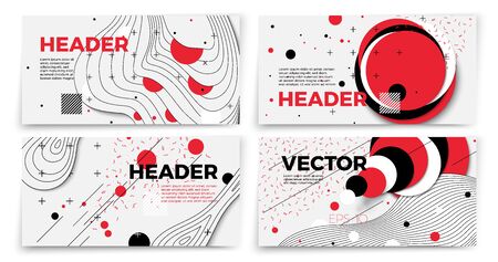 Vector new memphis style banner templates, white modern background with geometric shapes and place for your text.のイラスト素材