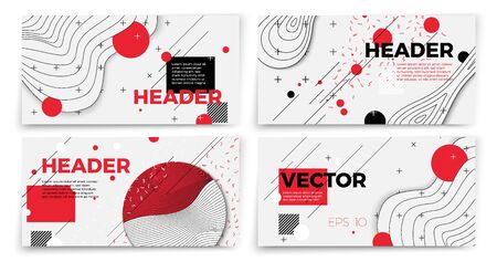 Vector new memphis style banner templates, white modern background with geometric shapes and place for your text.のイラスト素材