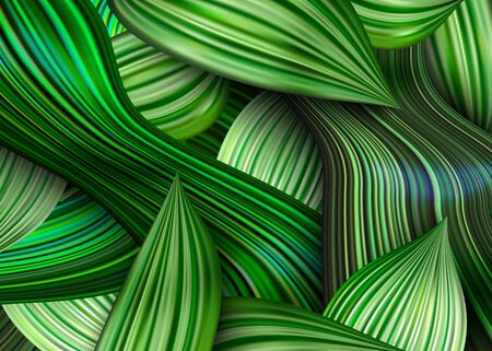 Vector green leaves abstract background, fresh and bright decorative tropical forest backdrop for your design.のイラスト素材