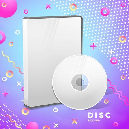 Vector realistic disk, box mockup abstract bannerのイラスト素材