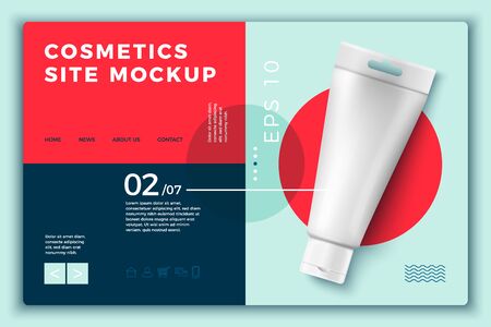 Vector cosmetic cream tube on modern site templateのイラスト素材