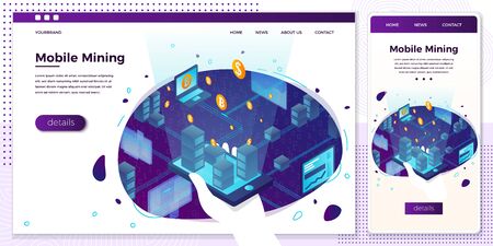 Vector eps cryptocurrency business mining farm setのイラスト素材