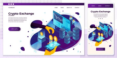 Vector eps crypto currency exchange trade setのイラスト素材