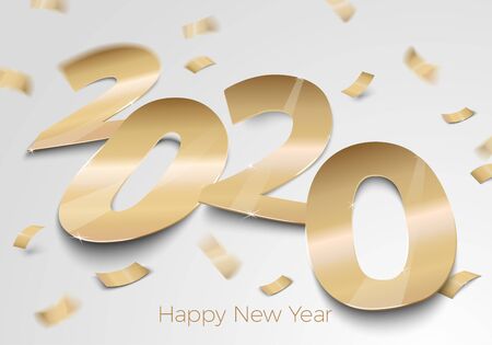 Vector New Year gold foil paper number 2020のイラスト素材