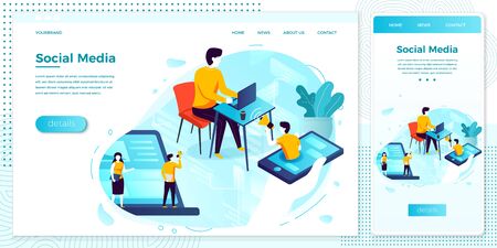 Vector online social web network advertisement setのイラスト素材