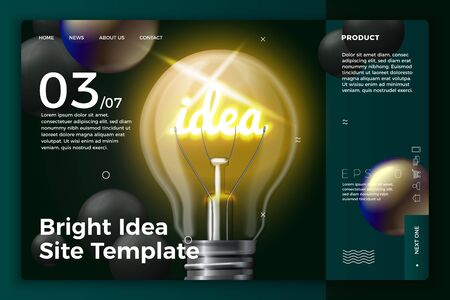 Vector realistic new ideas site template with lampのイラスト素材