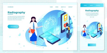 Vector lungs health hologram doctor help setのイラスト素材