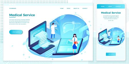 Vector eps illustration set liver health hologramのイラスト素材