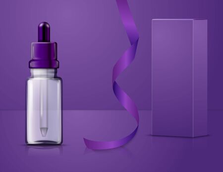 Vector dropper bottle with paper box and ribbonのイラスト素材