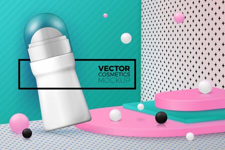 Vector corner wall, podium and deodorant bottleのイラスト素材