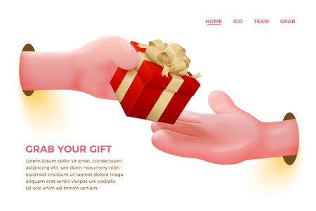 Vector cartoon realistic hand giving red presentのイラスト素材