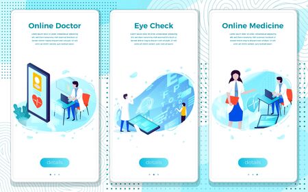 Vector online Doctor help, medicine and eye checkのイラスト素材