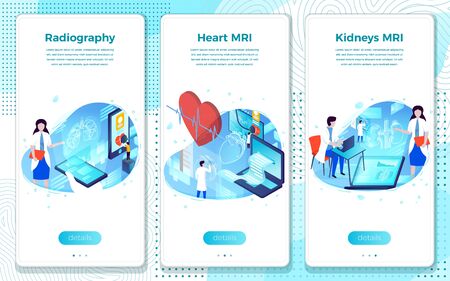 Vector set Heart, Lungs, Kidney MRI Radiographyのイラスト素材
