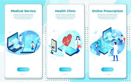 Vector set - Medical service, Online health clinicのイラスト素材